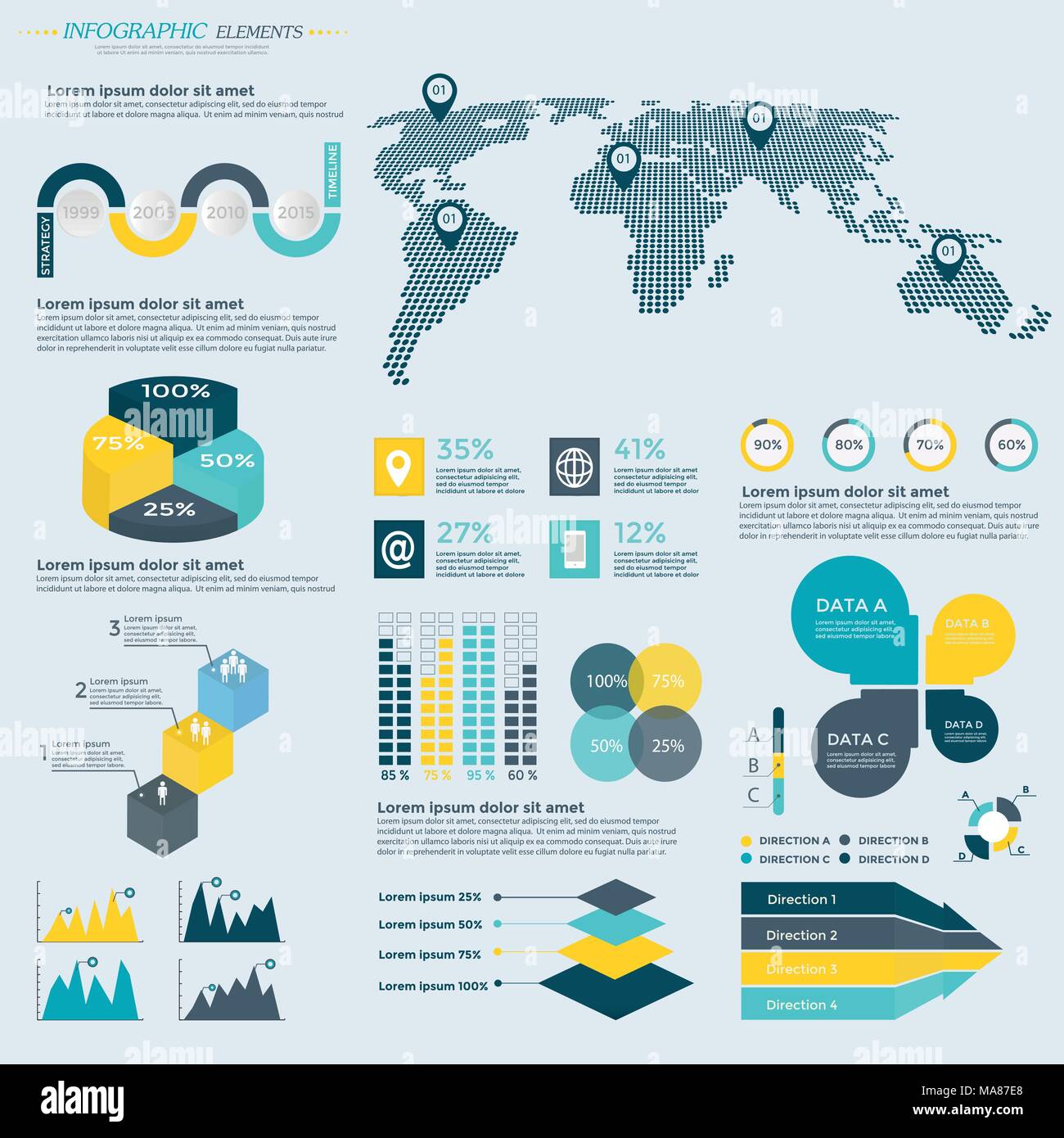 L'infographie Collection d'éléments - vector illustration pour présentation, brochure, site web, blog, flux de mise en page, brochure, bannière, carte, ste Illustration de Vecteur