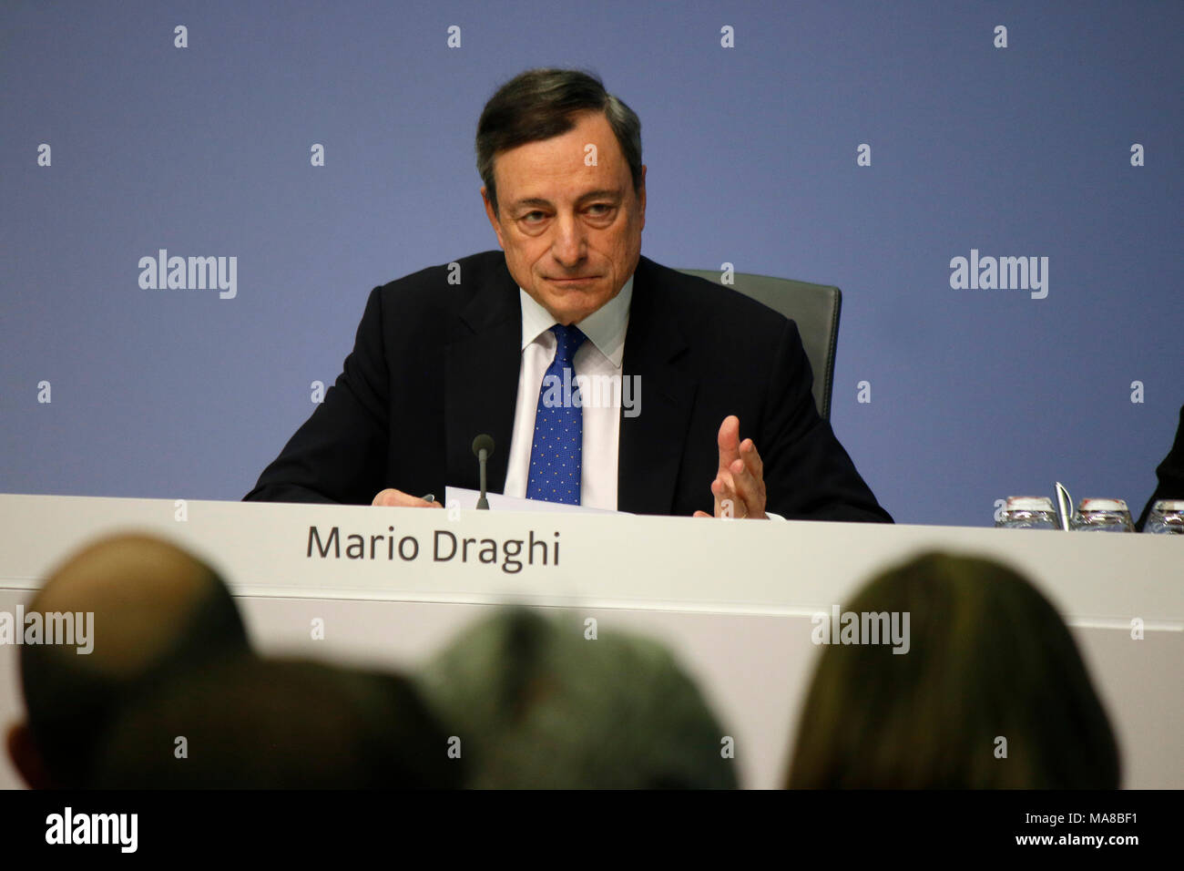 Mario Draghi - Pressekonferenze der EZB/BCE, 9. Maerz 2017, Frankfurt am Main. Banque D'Images