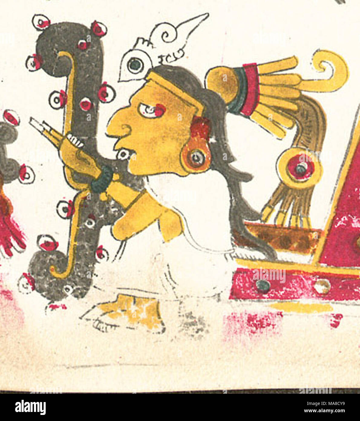 Un dessin de Tecciztecatl, l'une des déités décrites dans le Codex Borgia Banque D'Images