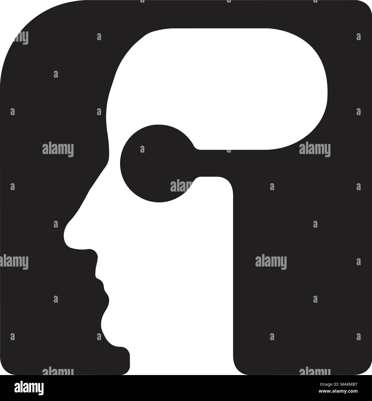 Anglais font majuscule a un Logo logotype - les visages humains de cyborg robots, pour la science, thème de l'ordinateur etc, style rétro. Illustration de Vecteur