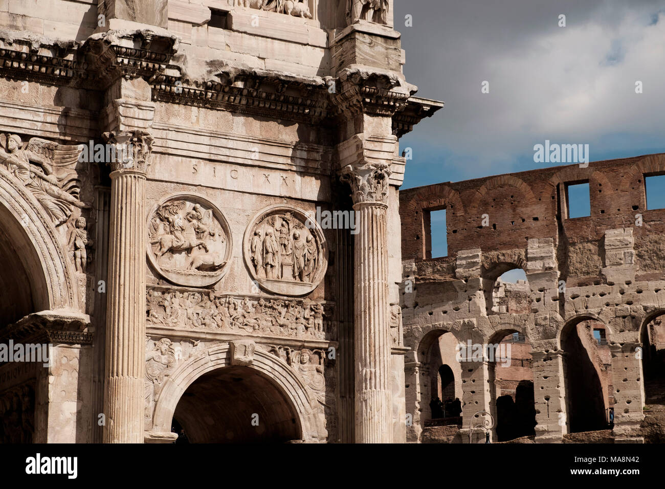 Détail de l'Arc de Constantin, Arco di Costantino, Rome Banque D'Images