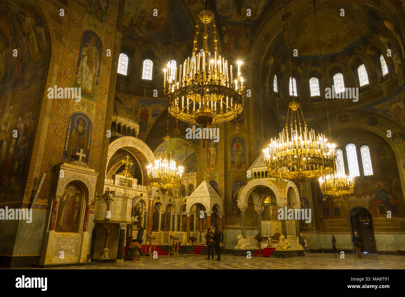 À l'intérieur de la Cathédrale Saint Alexandar Nevski à Sofia, Bulgarie. Banque D'Images
