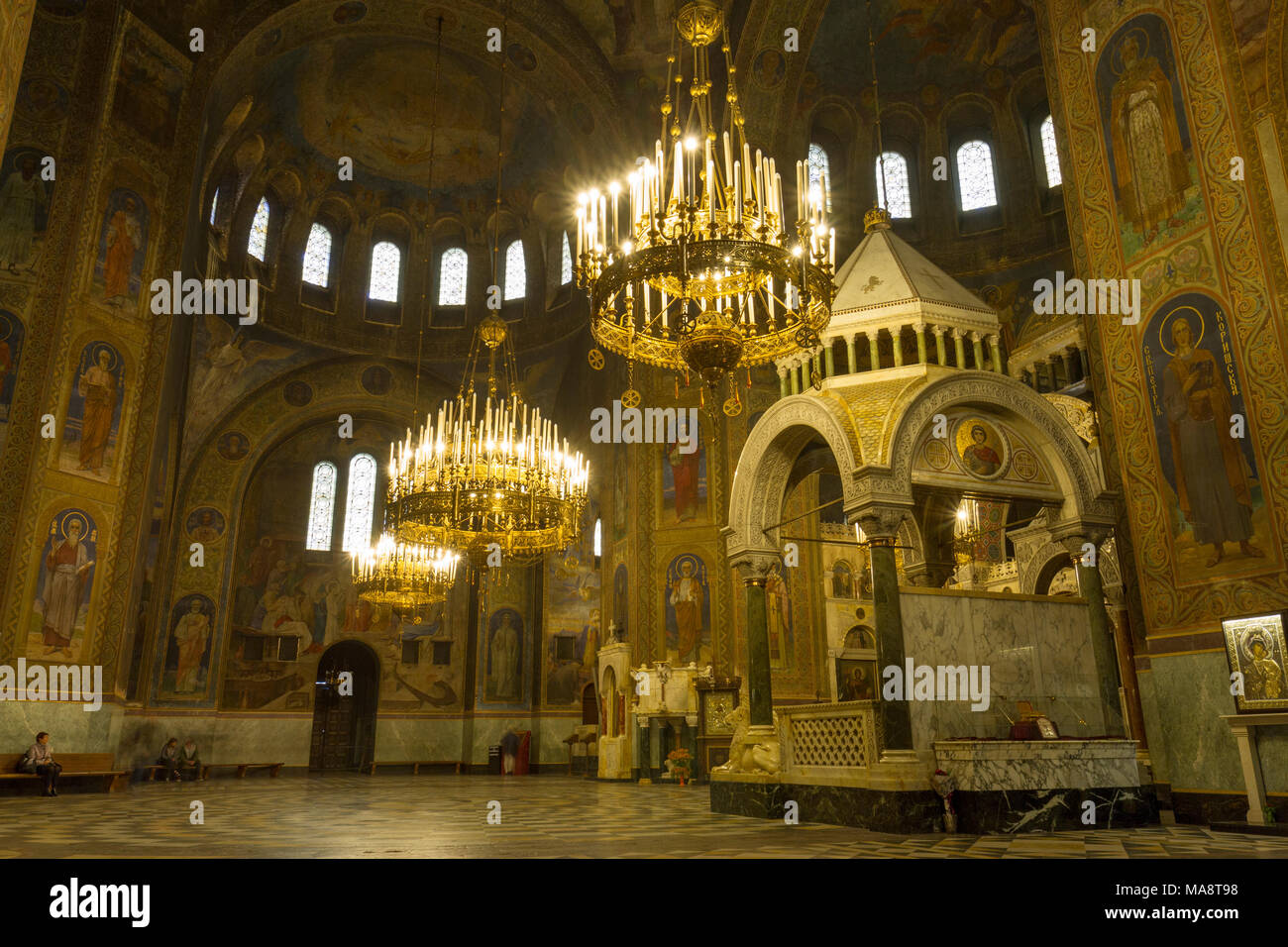 À l'intérieur de la Cathédrale Saint Alexandar Nevski à Sofia, Bulgarie. Banque D'Images