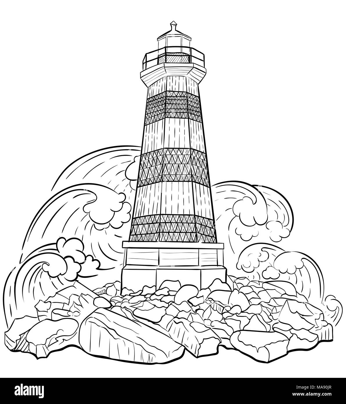 Artistiquement dessiné   la main   motifs ornementaux ethnique tribal style zentangle Phare pour livre