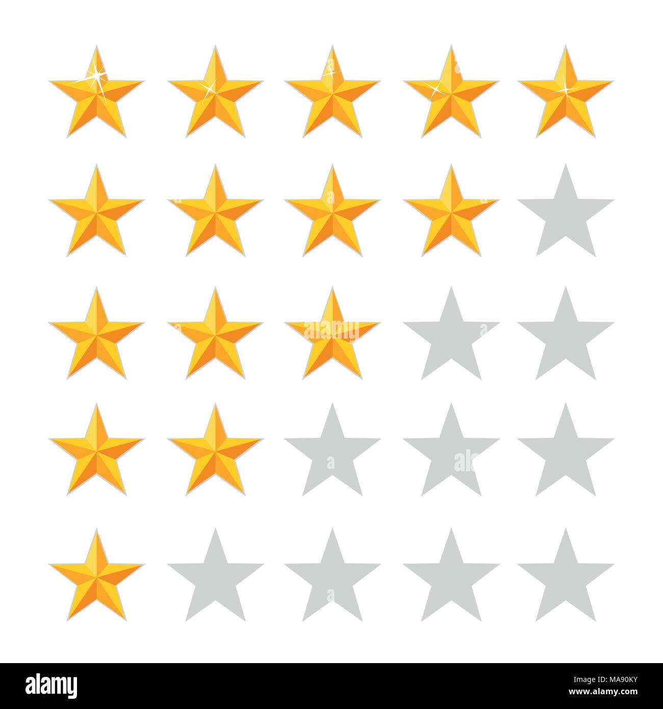 Golden Star icône de classification. Badge isolés. La qualité, la rétroaction, l'expérience, les concepts de niveau. Vector illustration isolé sur fond blanc. Site Web Illustration de Vecteur