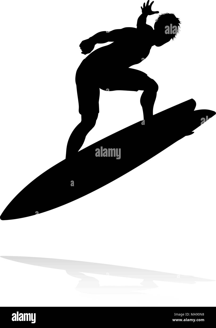 Silhouette surfeur Illustration de Vecteur
