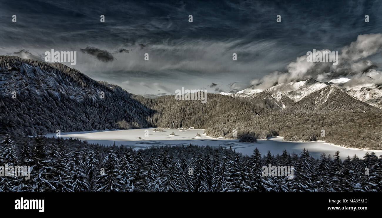 Zugspitze, Eibsee. Banque D'Images