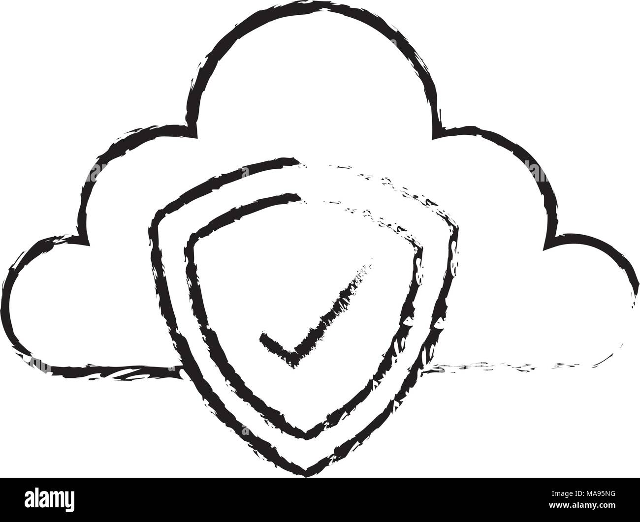 Les données de stockage cloud la technologie de protection du bouclier Illustration de Vecteur