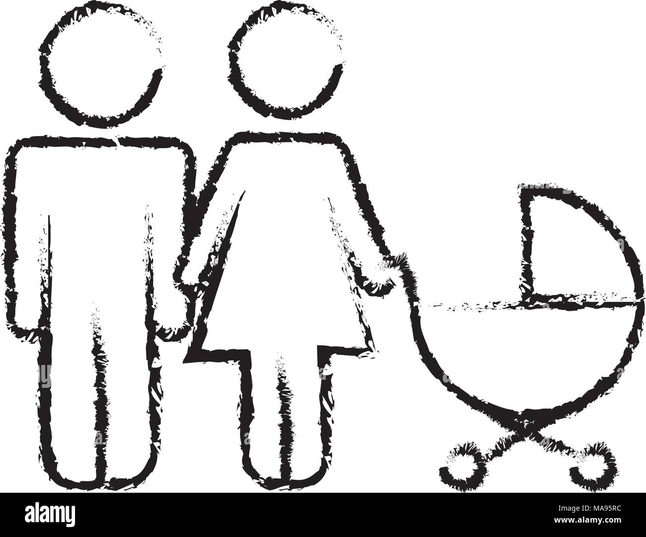 Couple Famille Avec Bebe Pictogramme Ensemble Landau Image Vectorielle Stock Alamy
