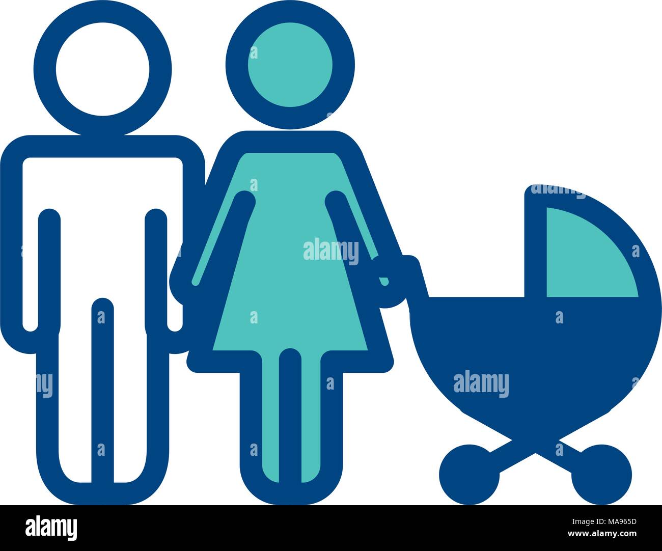 Couple Famille Avec Bebe Pictogramme Ensemble Landau Image Vectorielle Stock Alamy