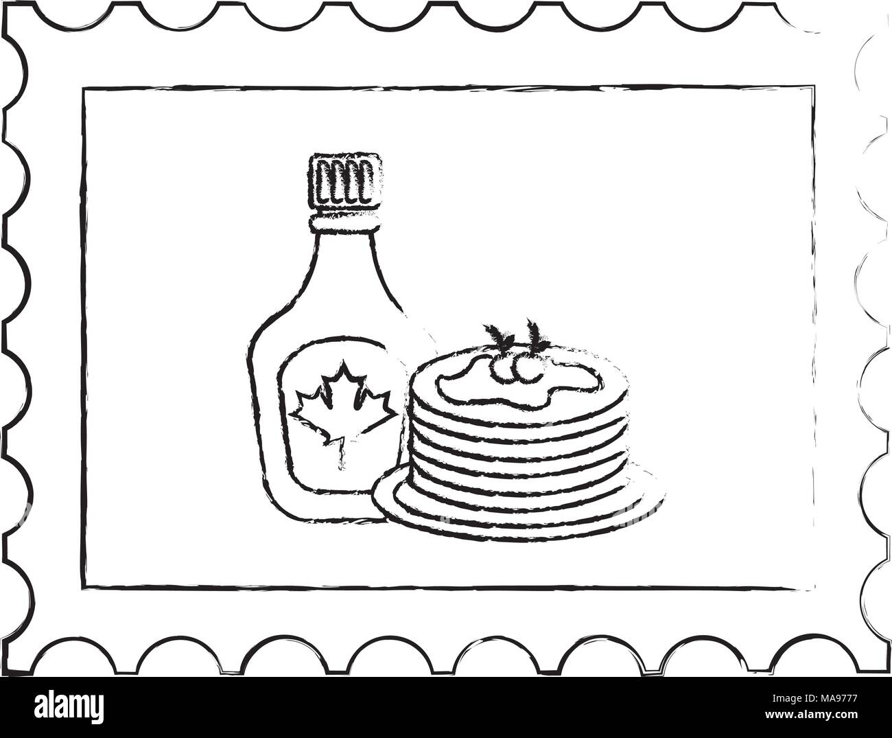 Sirop d'érable crêpes national des timbres du Canada Illustration de Vecteur