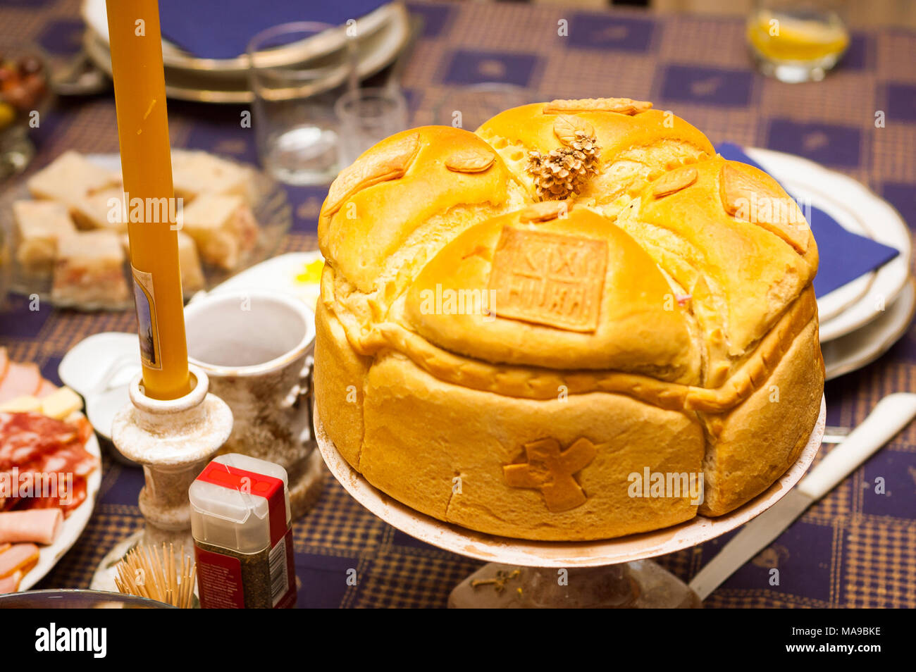 Gateau De Pain Patisserie Traditionnelle Serbe Nom De Jours De Celebration Photo Stock Alamy