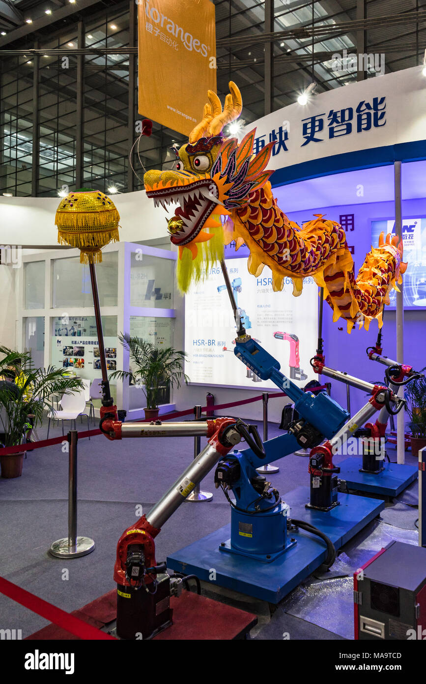 Danse du dragon Robot à Shenzhen, Chine. Banque D'Images