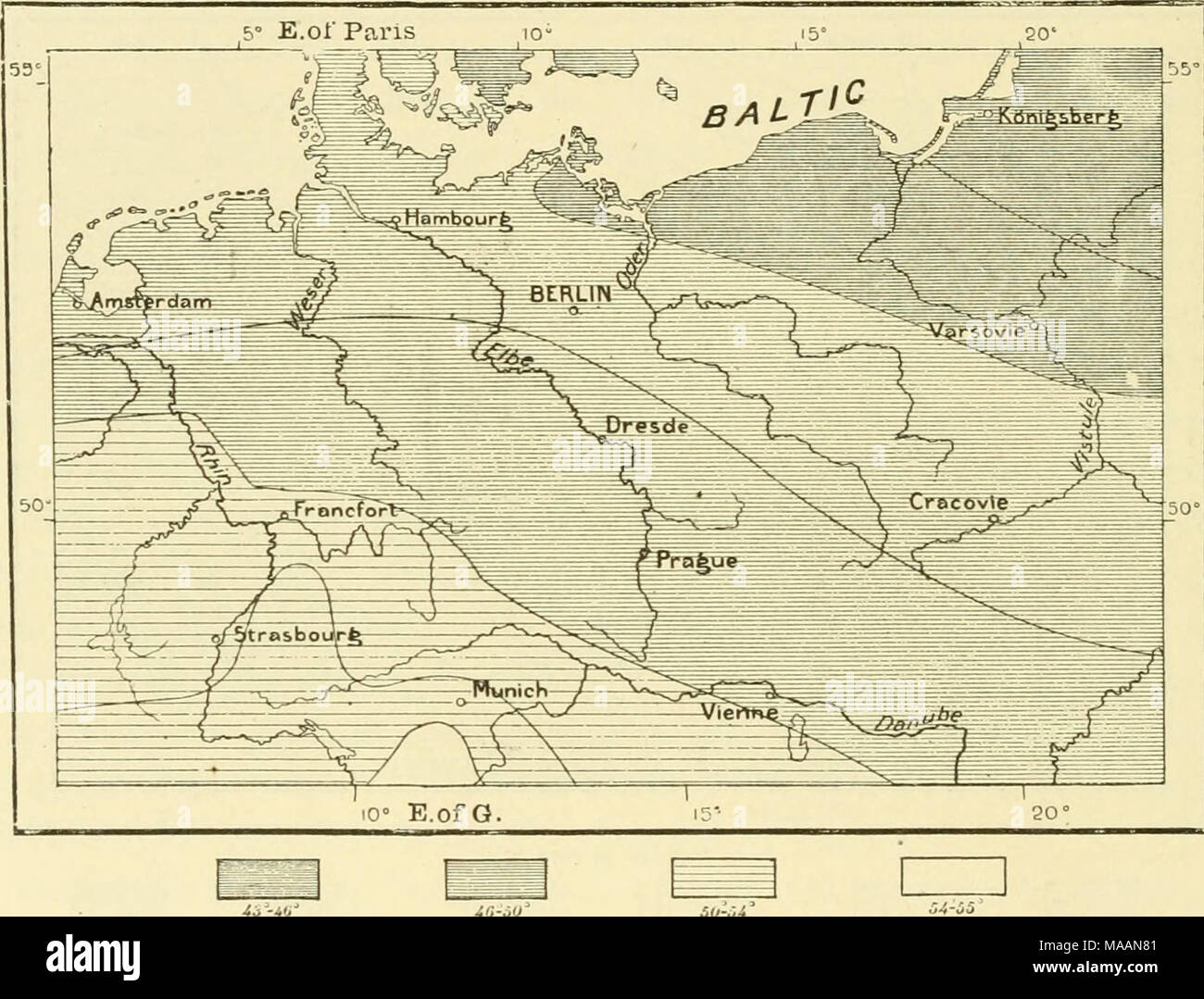 . La terre et ses habitants .. . À Nassau et de la Westphalie, et est délimitée au nord par forma- tions du carbonifère, dans le centre de laquelle la plaine autour de Cologne s'ouvre comme une vaste baie. En Belgique, comme dans d'Gr'ermany, le plus avancé de collines sont recouverts de craie, ou de roches appartenant à des formations plus récentes. Enfin, il y a la grande plaine du nord, couvrant une superficie de 150 000 kilomètres carrés, qui fond, d'une part, dans la plaine de Hollande, et, d'autre part, dans celui de la Pologne et la Russie. Allemagne géologiquement se compose donc de deux parties distinctes, le sud d'être rejoint à sw Banque D'Images