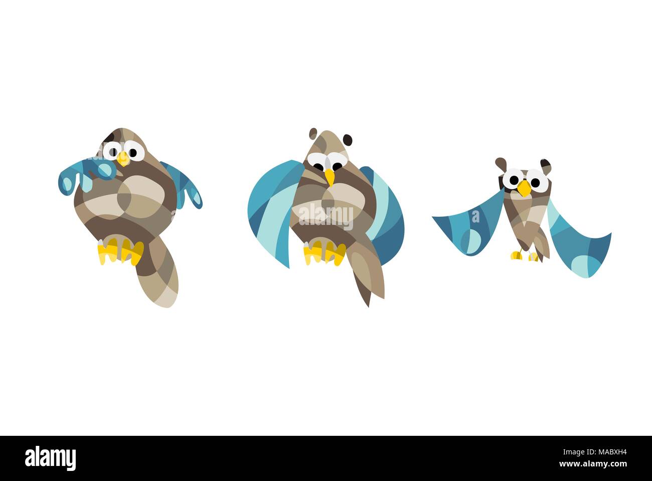 Cute owl photos. Vector illustration set de hiboux en origami Illustration de Vecteur