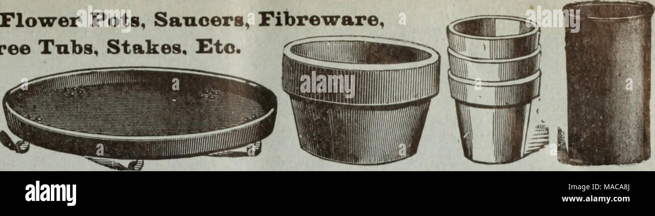. Dreer's Liste des prix de gros / Henry A. Dreer. . Soucoupe en fibre de bois la fibre de bois ou de l'AMPOULE DE LAMINOIR LILY PAN POT VASE STANDARD PÂTE DE BOIS STANDARD POTS DE FLEURS LES PRIX CI-DESSOUS SONT SOUMIS À 5  %. Escompte pour paiement à la commande, ou s'il est versé dans les 30 jours des prix sur les grosses commandes YuU dans la mesure. Pas de frais pour barils ou d'emballage. À six douzaines de tarifs ; 50 à 100 500 à 1000 ; les taux élevés. Pouces IV* â . 2 . 2va . 2V2 . 3 . 3'/2 . . 100 $ 0 31 35 40 48 62 75 1000 2 80 3 20 3 60 4 40 5 60 6 80 pouces 4 . 4'/4 . 4'/2 . 5 . 5'/2 . V2/ n. 100 1000 pour 1') $0 97 18 80 18 1 10 10 00 22 Banque D'Images
