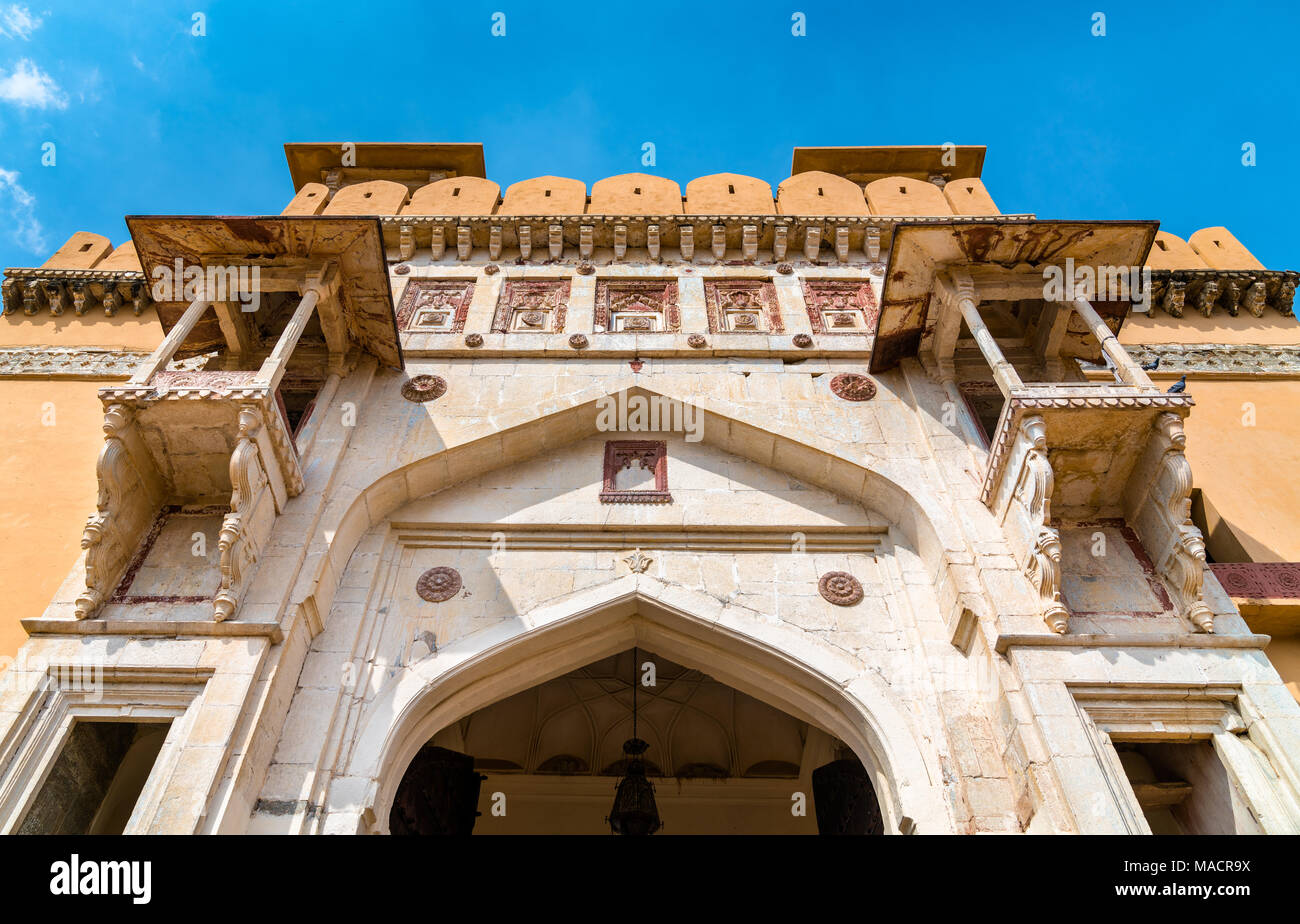 Entrée de Fort Amer à Jaipur. Une attraction touristique au Rajasthan, Inde Banque D'Images