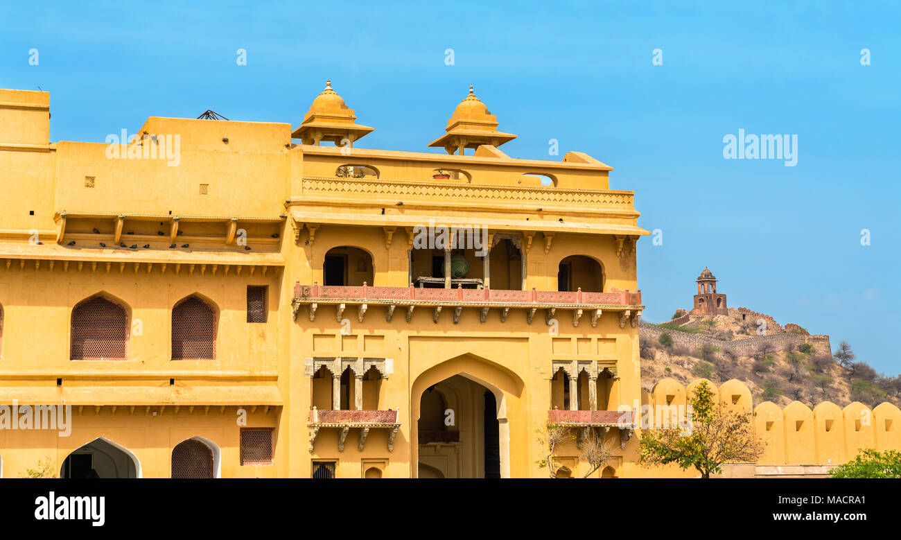 Entrée de Fort Amer à Jaipur. Une attraction touristique au Rajasthan, Inde Banque D'Images