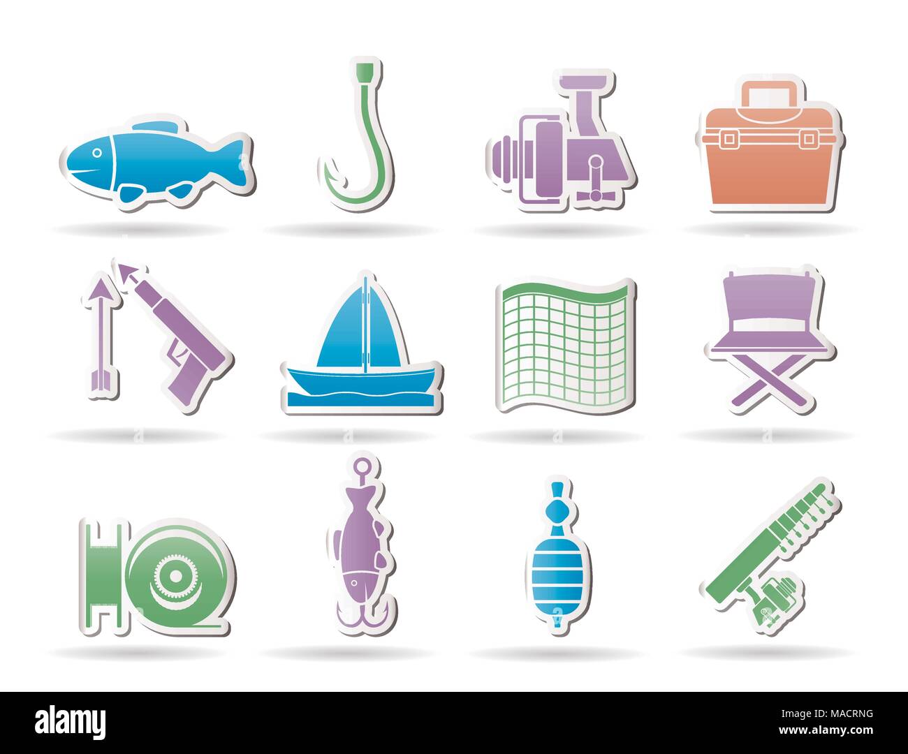 Maison de la pêche et icônes - vector icon set Illustration de Vecteur