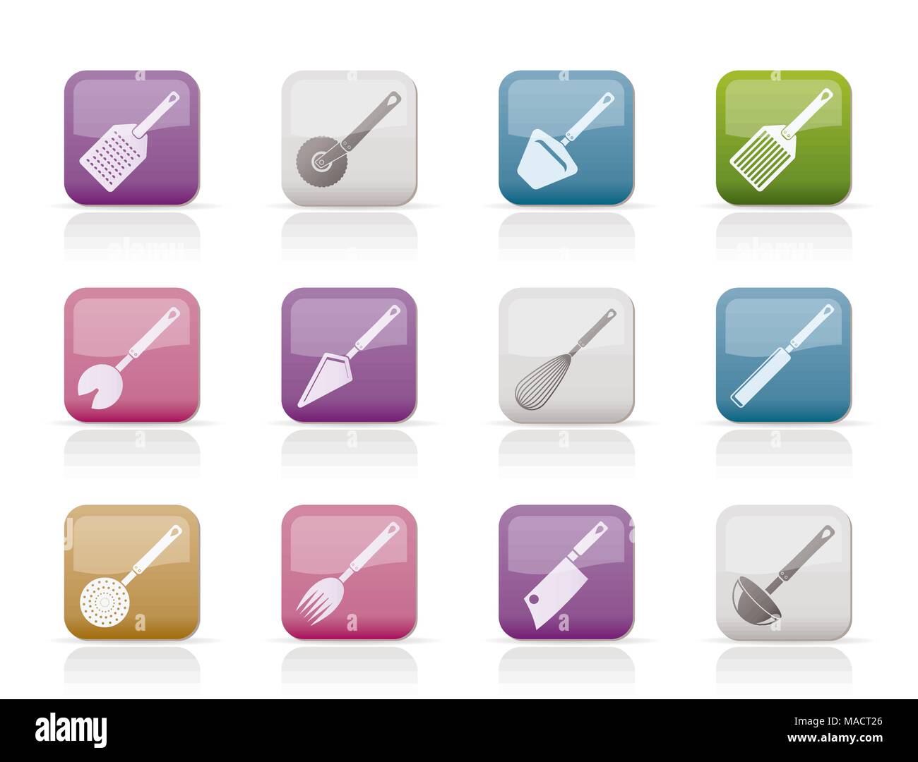 Différents types d'accessoires de cuisine et l'équipement icônes - vector icon set Illustration de Vecteur