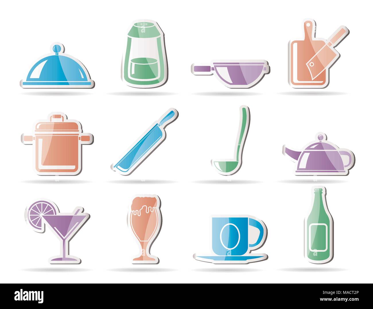 Restaurant, café, nourriture et boisson icônes - vector icon set Illustration de Vecteur