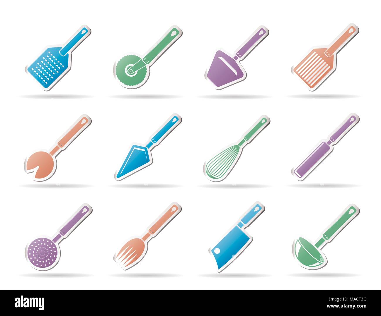 Différents types d'accessoires de cuisine et l'équipement icônes - vector icon set Illustration de Vecteur