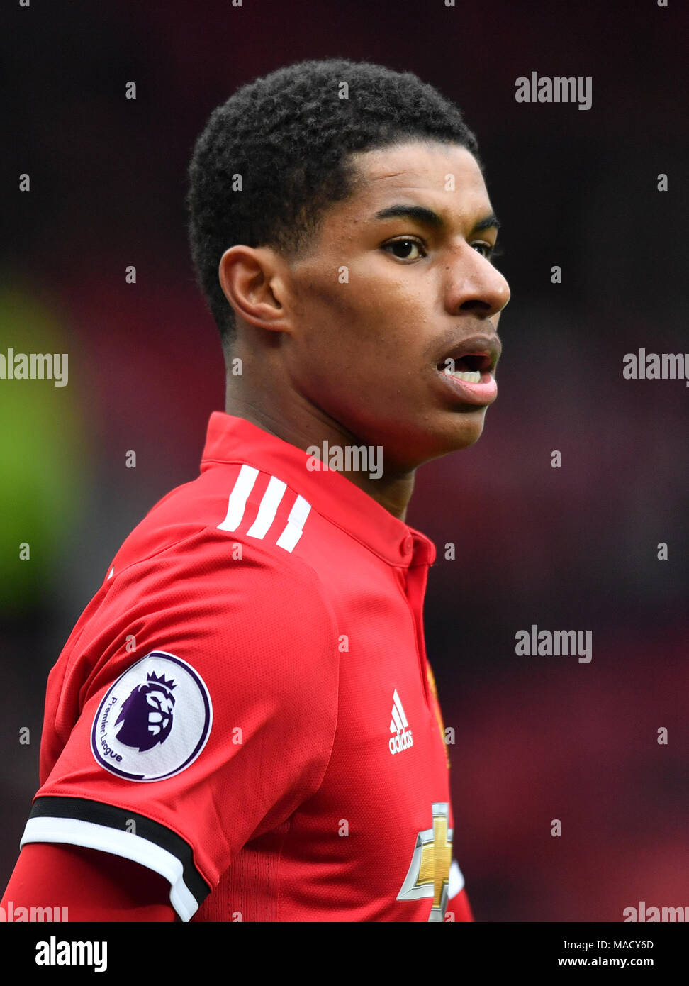 Marcus Rashford Manchester United au cours de la Premier League match à Old Trafford, Manchester Banque D'Images