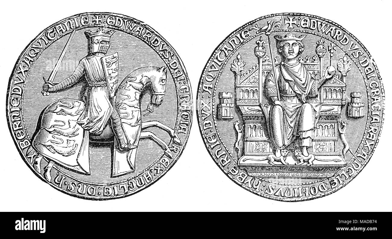 Le Grand Sceau du roi Édouard II (1284 - 1327), roi d'Angleterre à partir de 1307 jusqu'à ce qu'il a été déposé en janvier 1327. Le quatrième fils d'Édouard I, il accéda au trône en 1307, à la suite du décès de son père. En 1308, il épouse Isabelle de France, fille du puissant roi Philippe IV, dans le cadre d'un effort en cours pour résoudre les tensions entre les couronnes anglaise et française. Banque D'Images