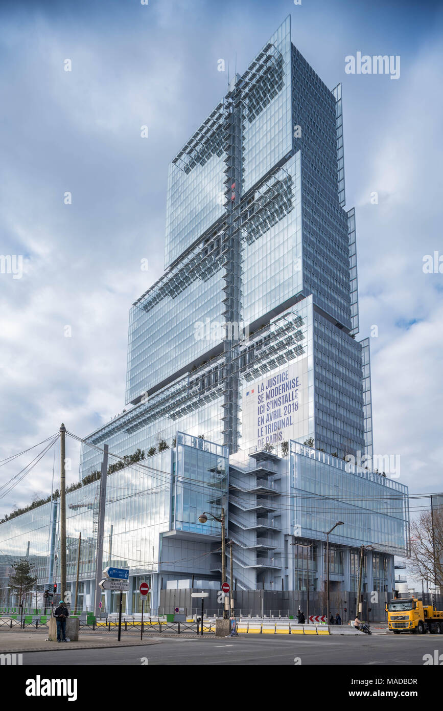 France, Paris - 31 mars 2018 : Paris nouveau palais - nouveau palais de justice de Paris, conçu par Renzo Paino building workshop Banque D'Images
