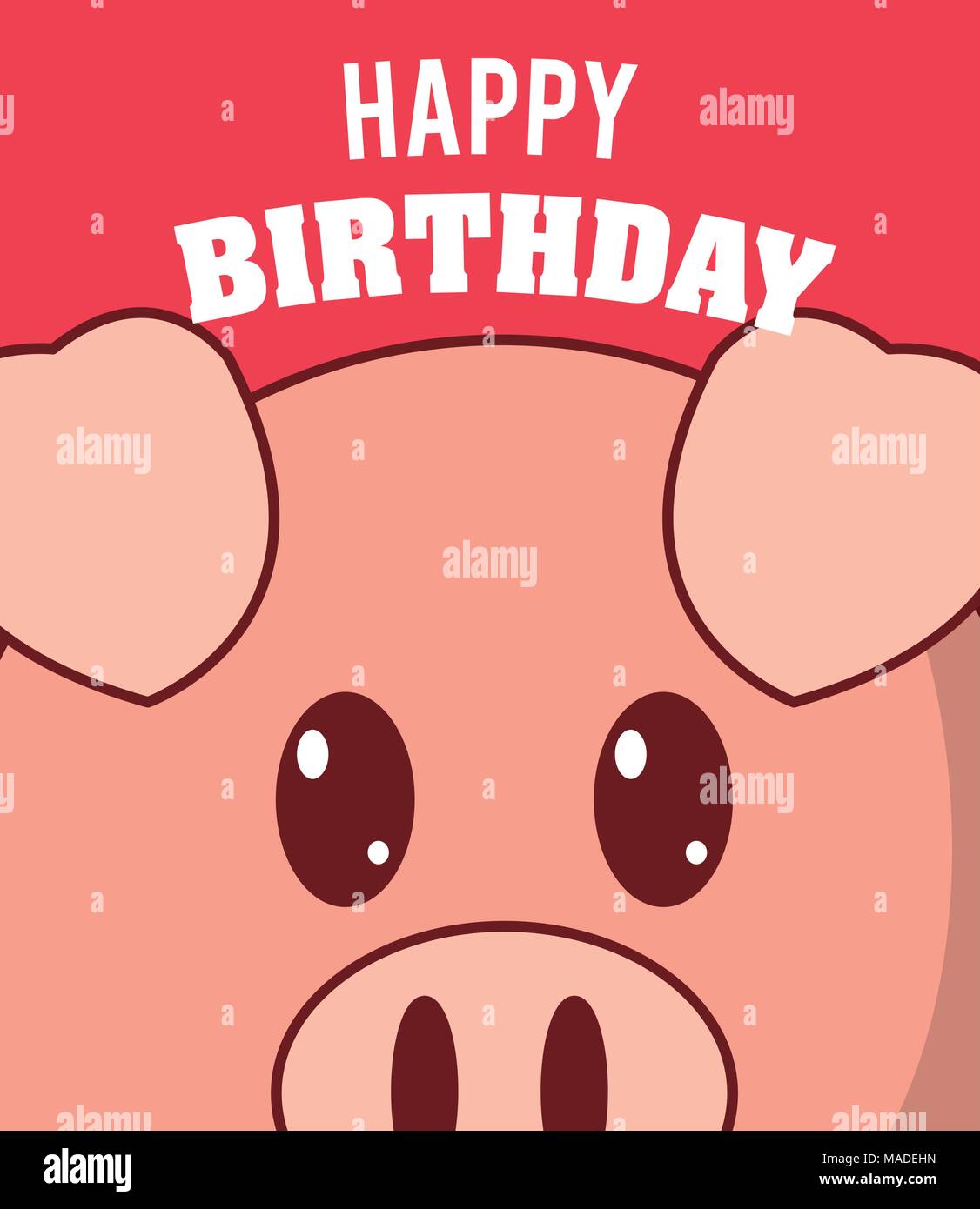 Joyeux Anniversaire Carte Mignon De Porc Cartoon Vector Illustration Graphic Design Image Vectorielle Stock Alamy