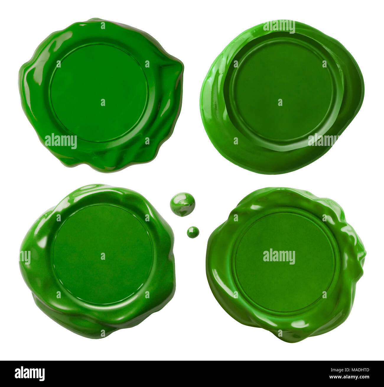 Jeu de joints de cire verte isolée Banque D'Images