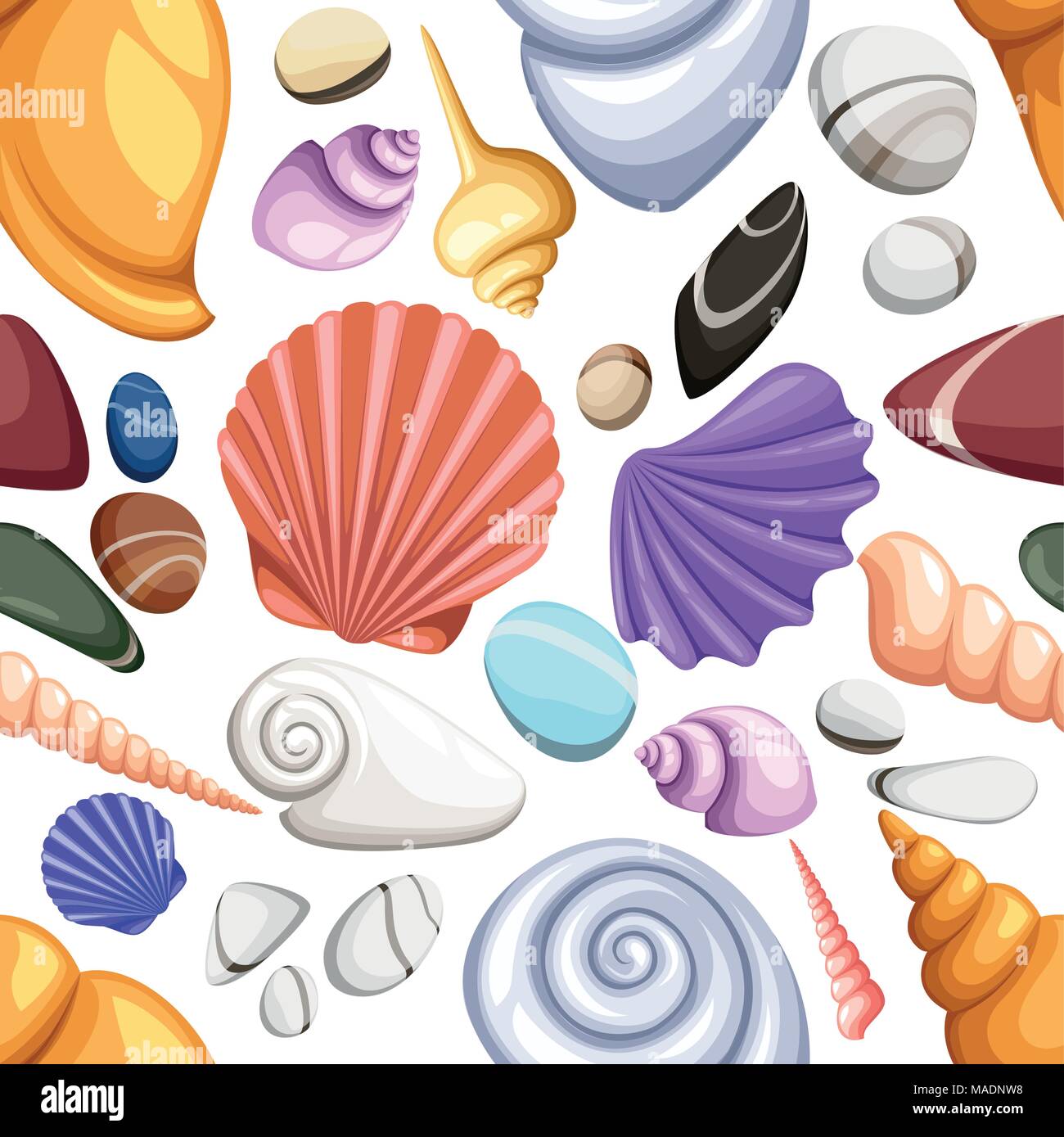 L'icône sous l'obus tropicaux colorés fixer cadre de coquillages. Concept d'été avec des coquillages et des étoiles de mer. Composition ronde, étoiles, nature aquati Illustration de Vecteur