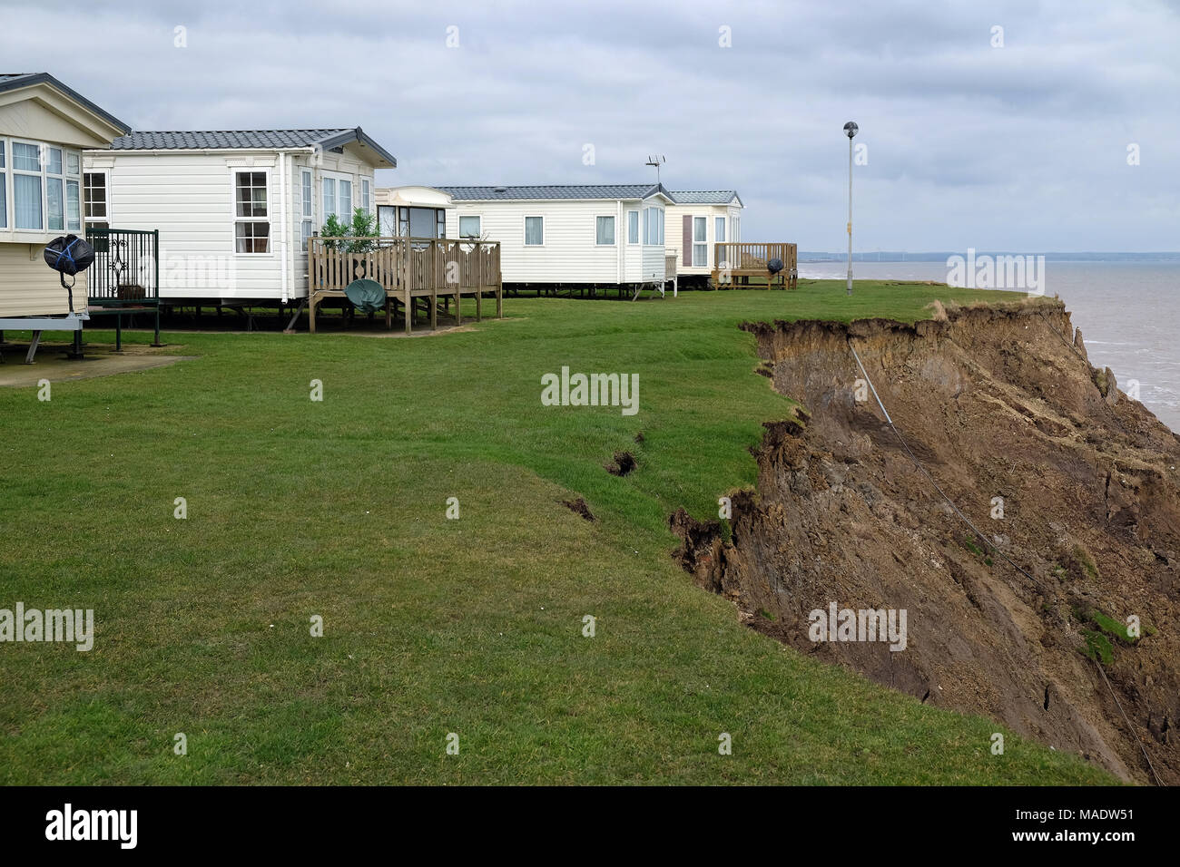 Terre lourde perte due à l'érosion côtière sur la côte est ou Yorkshire, UK. Banque D'Images
