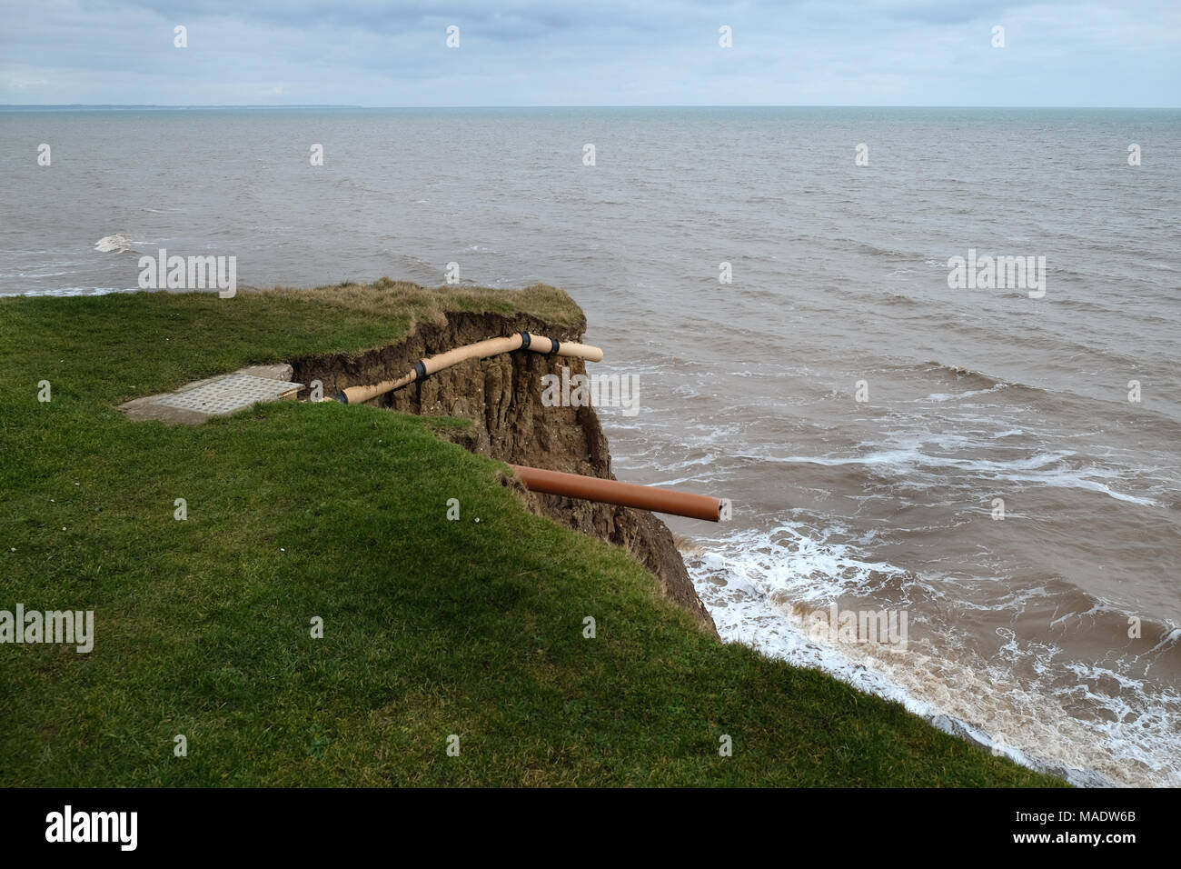 Terre lourde perte due à l'érosion côtière sur la côte est ou Yorkshire, UK. Banque D'Images