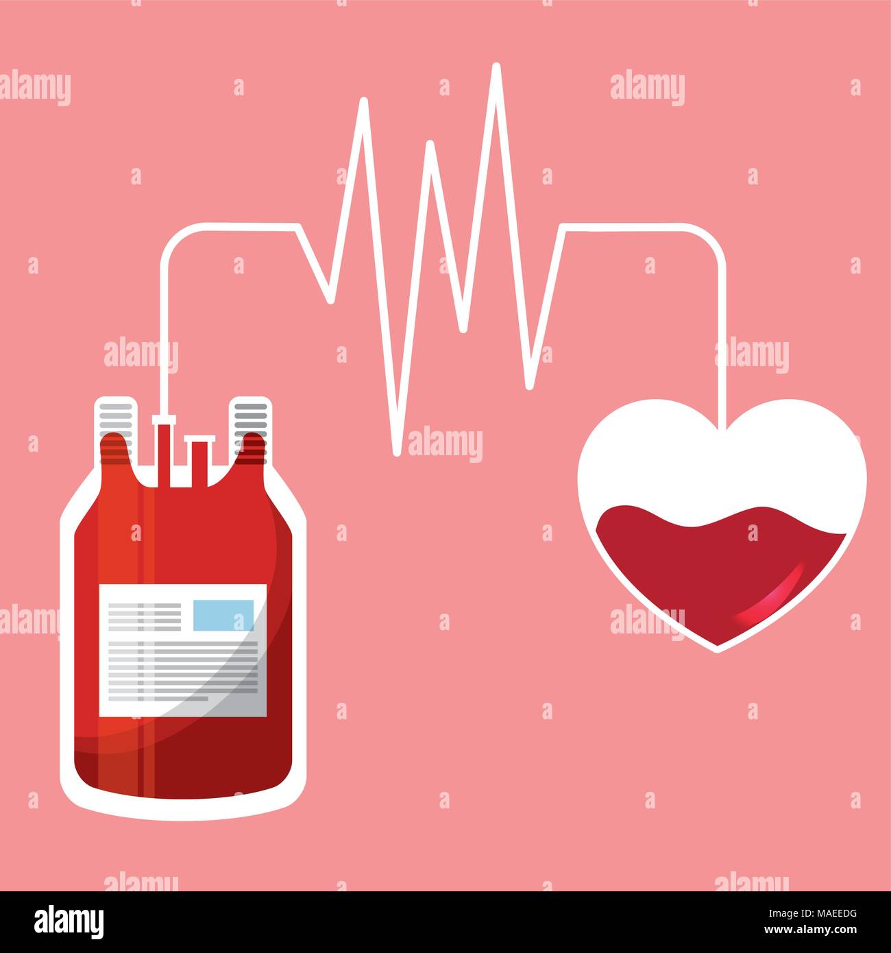 Poche de sang et la fréquence cardiaque pouls connexion vector illustration Illustration de Vecteur