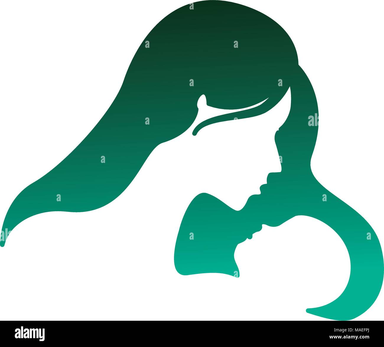 Maman Et Son Bebe Silhouette Vector Illustration Couleur Vert Degrade Image Vectorielle Stock Alamy