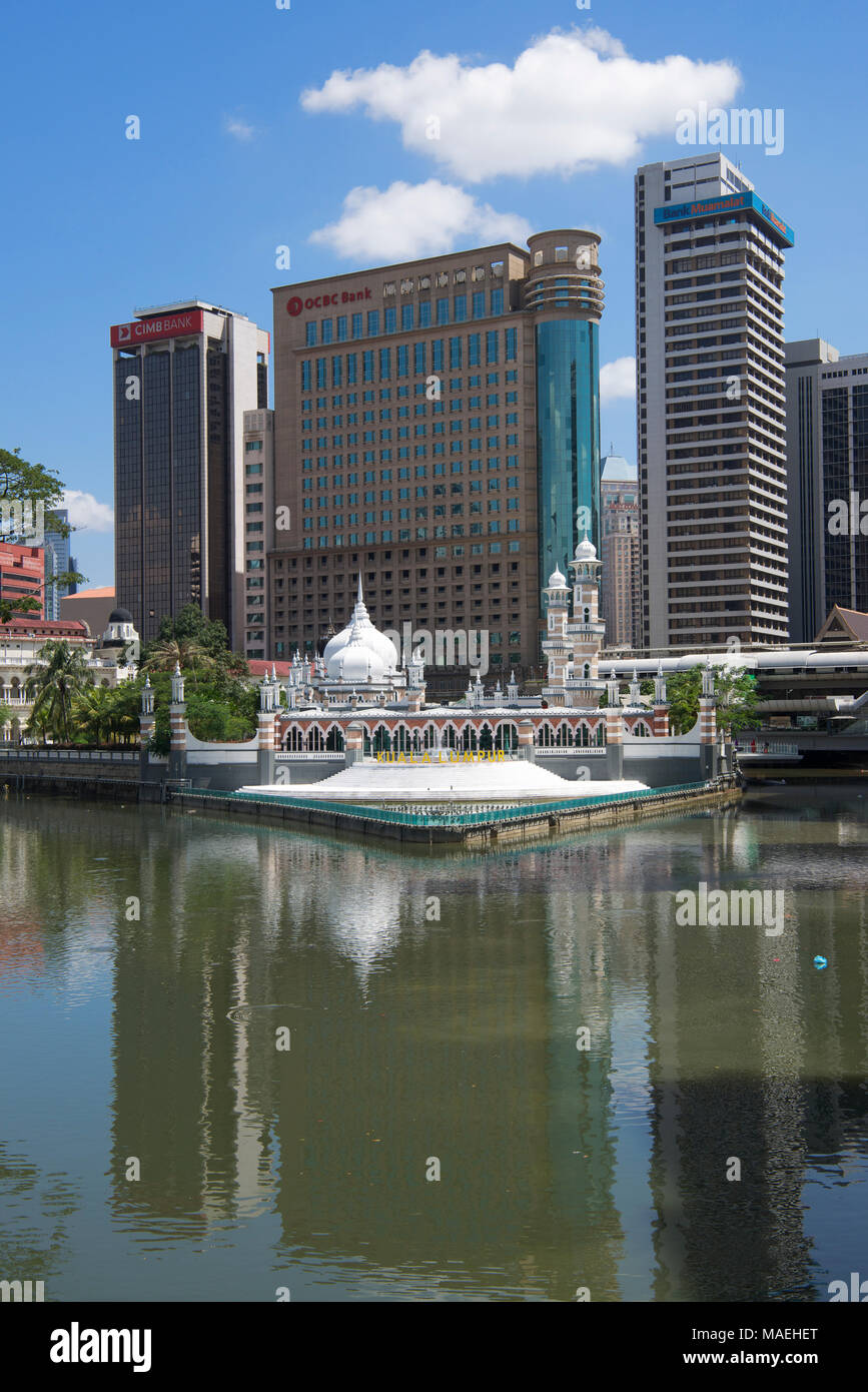 Mosquée Jamek et rivière Klang Kuala Lumpur, en Malaisie Banque D'Images