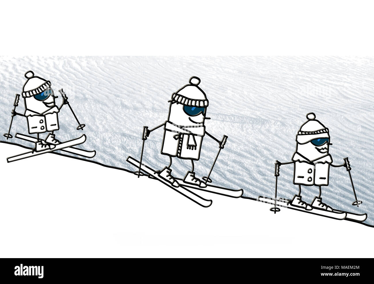 Happy Family ski Cartoon Banque D'Images