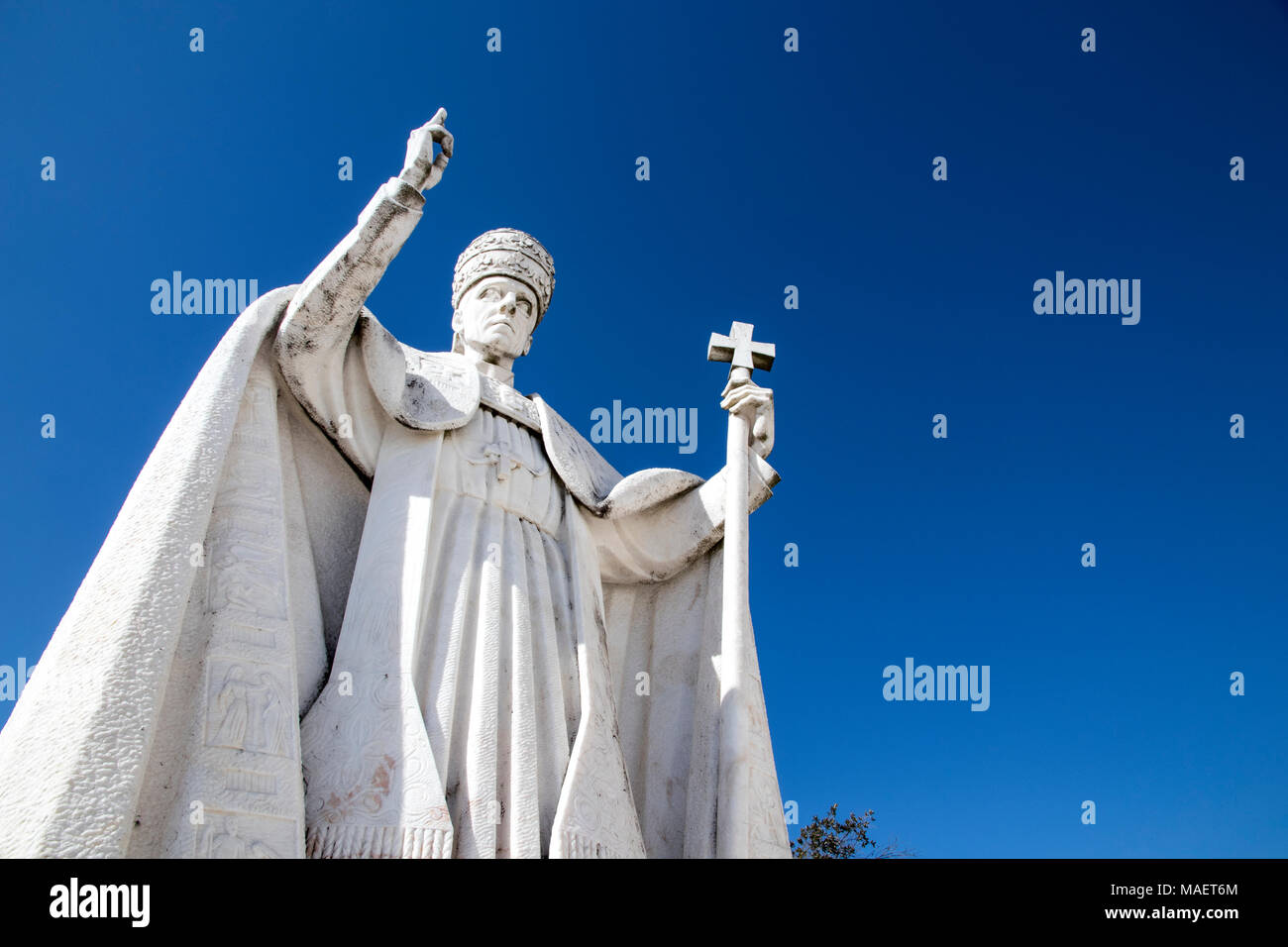 Statue du Pape Pie XII, né Eugenio Maria Giuseppe Giovanni Pacelli, dans le sanctuaire Sanctuaire de Notre-Dame de Fatima, Portugal Banque D'Images