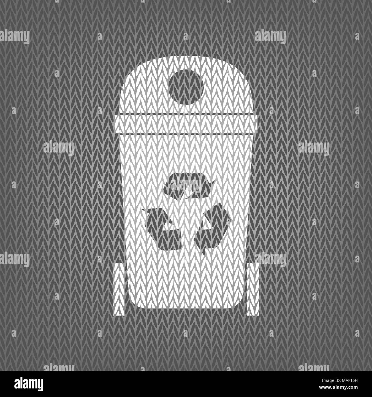 Illustration signe Trashcan. Vecteur. En blanc sur fond gris en icône. Isolées. Illustration de Vecteur