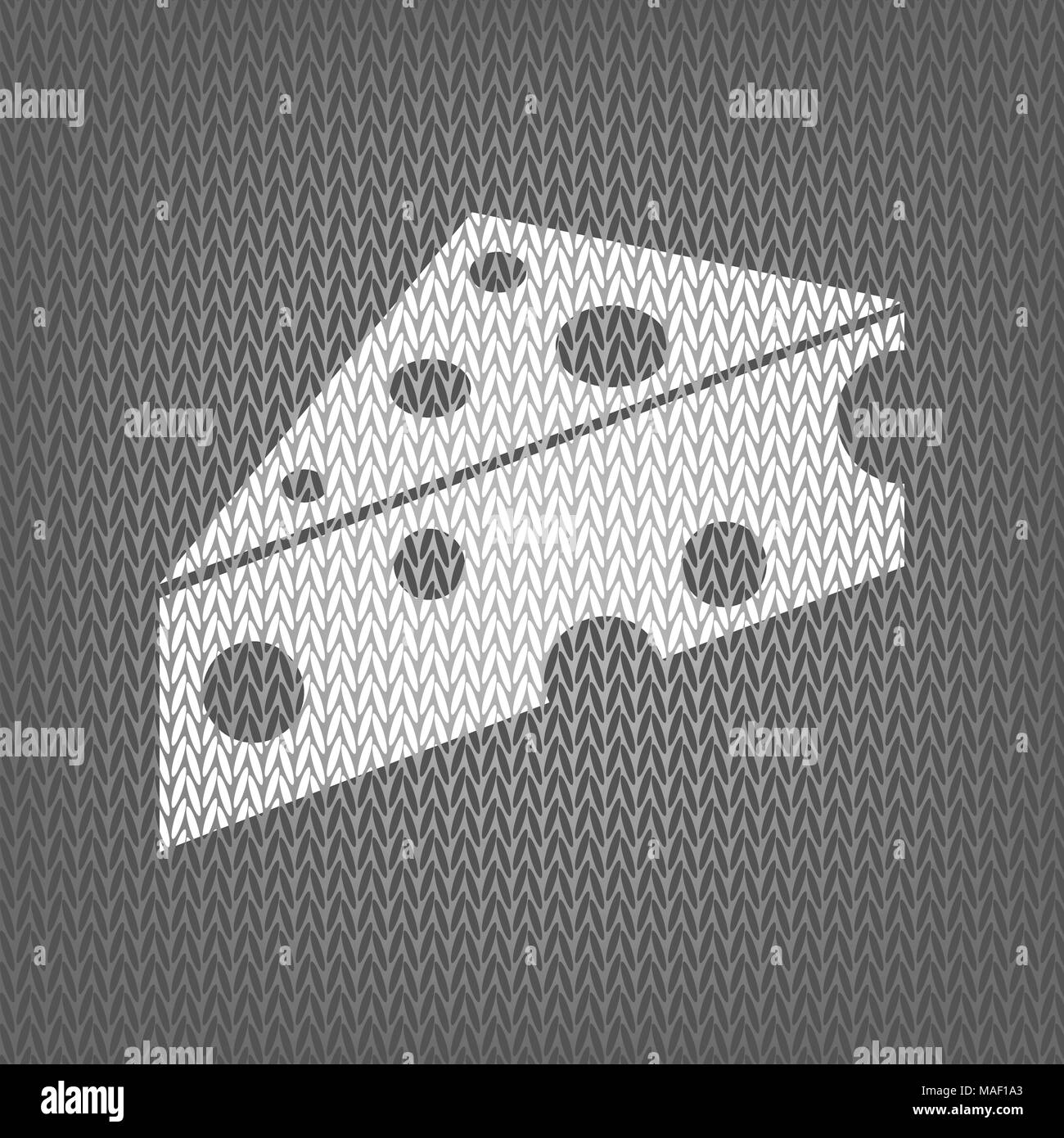 Fromage Maasdam signe. Vecteur. En blanc sur fond gris en icône. Isolées. Illustration de Vecteur
