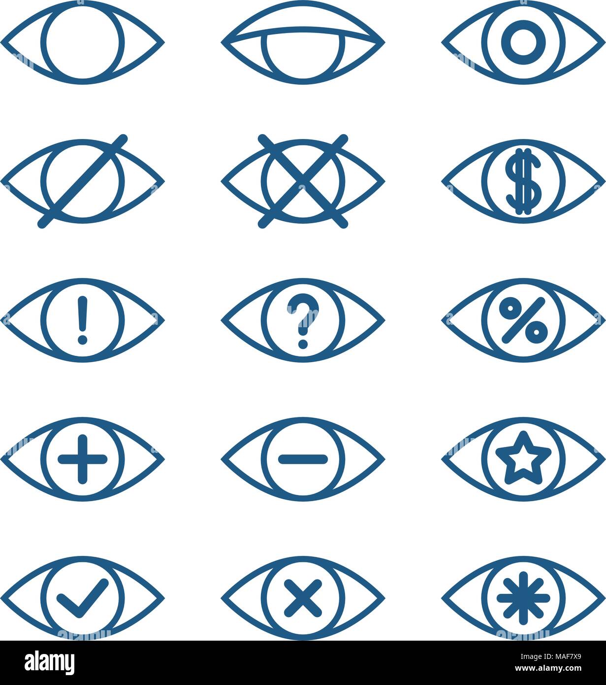 Des yeux différents icônes, ensemble de pictogrammes oeil vecteur Illustration de Vecteur