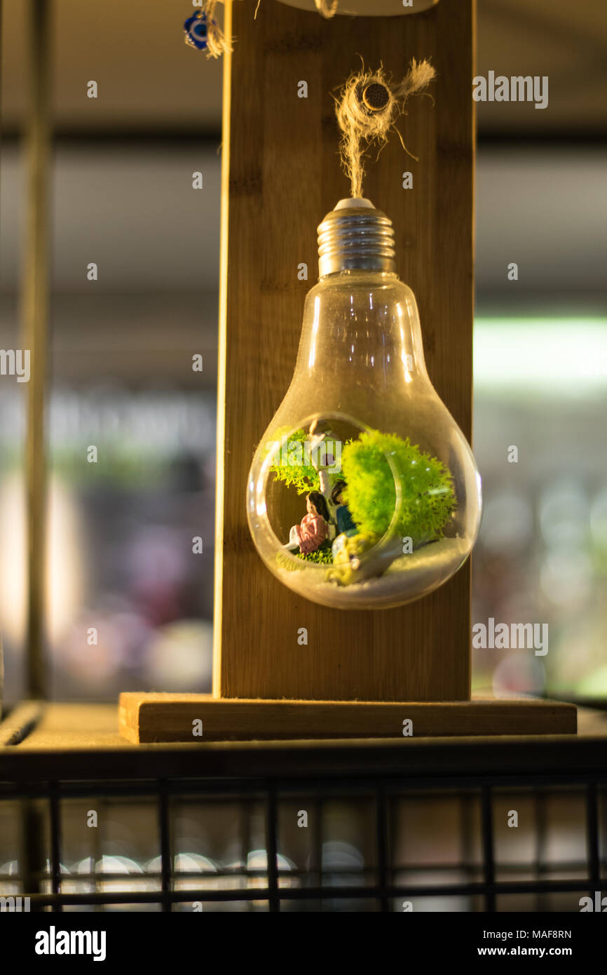 Détail d'une décoration faite à la main dans un coffee shop Banque D'Images