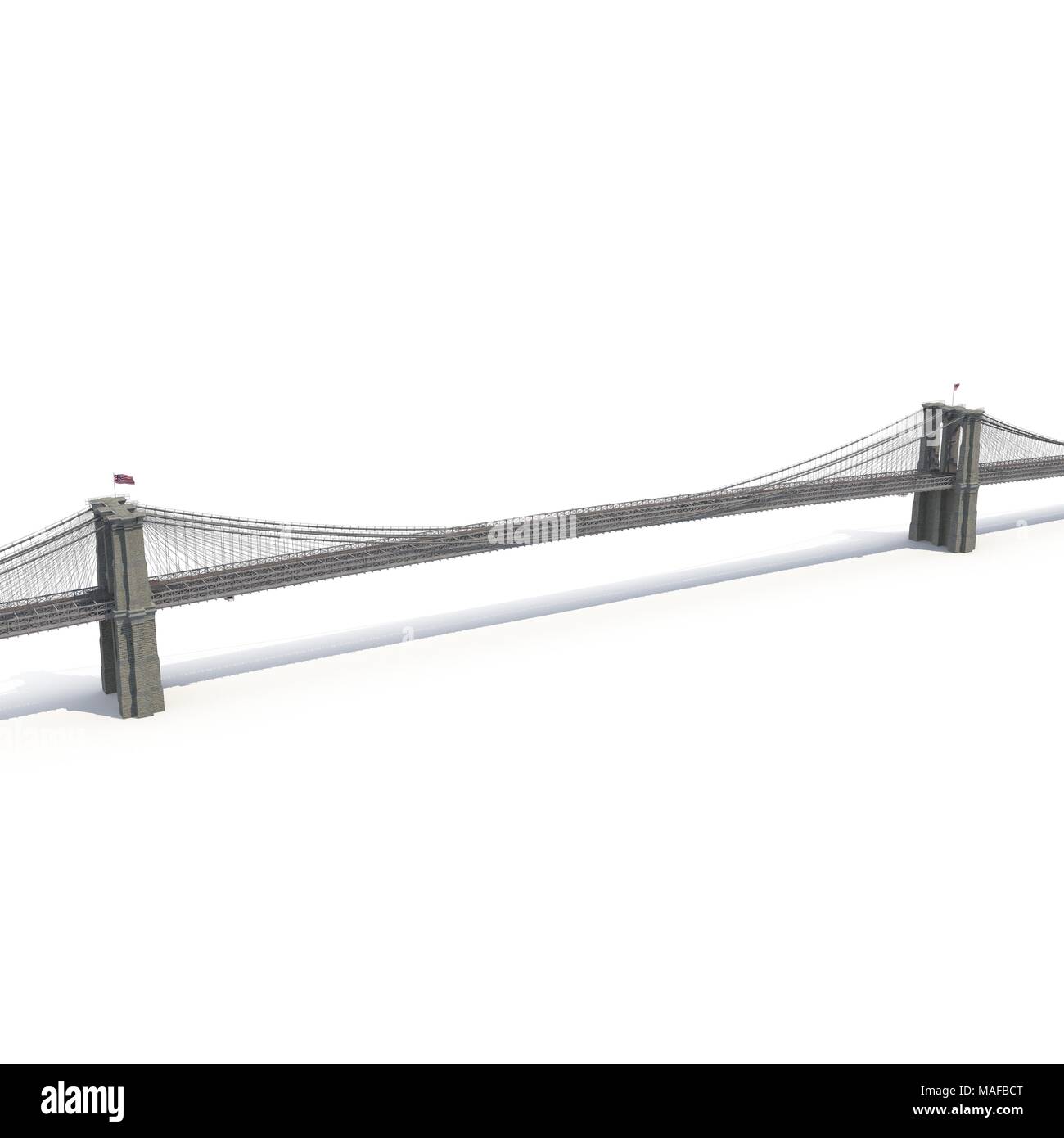 Pont de Brooklyn sur blanc. 3D illustration Banque D'Images