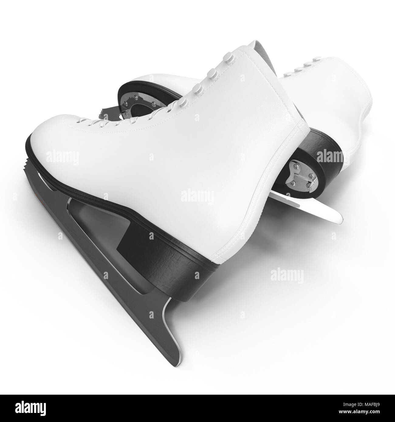 Figure skates blanc isolé sur blanc. 3D illustration, clipping path Banque D'Images Figure skates blanc isolé sur blanc. 3D illustration, clipping path Banque D'Images