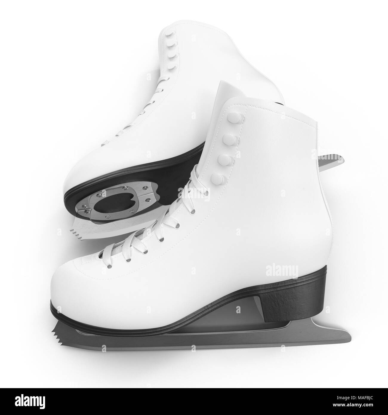 Figure skates blanc isolé sur blanc. 3D illustration, clipping path Banque D'Images Figure skates blanc isolé sur blanc. 3D illustration, clipping path Banque D'Images