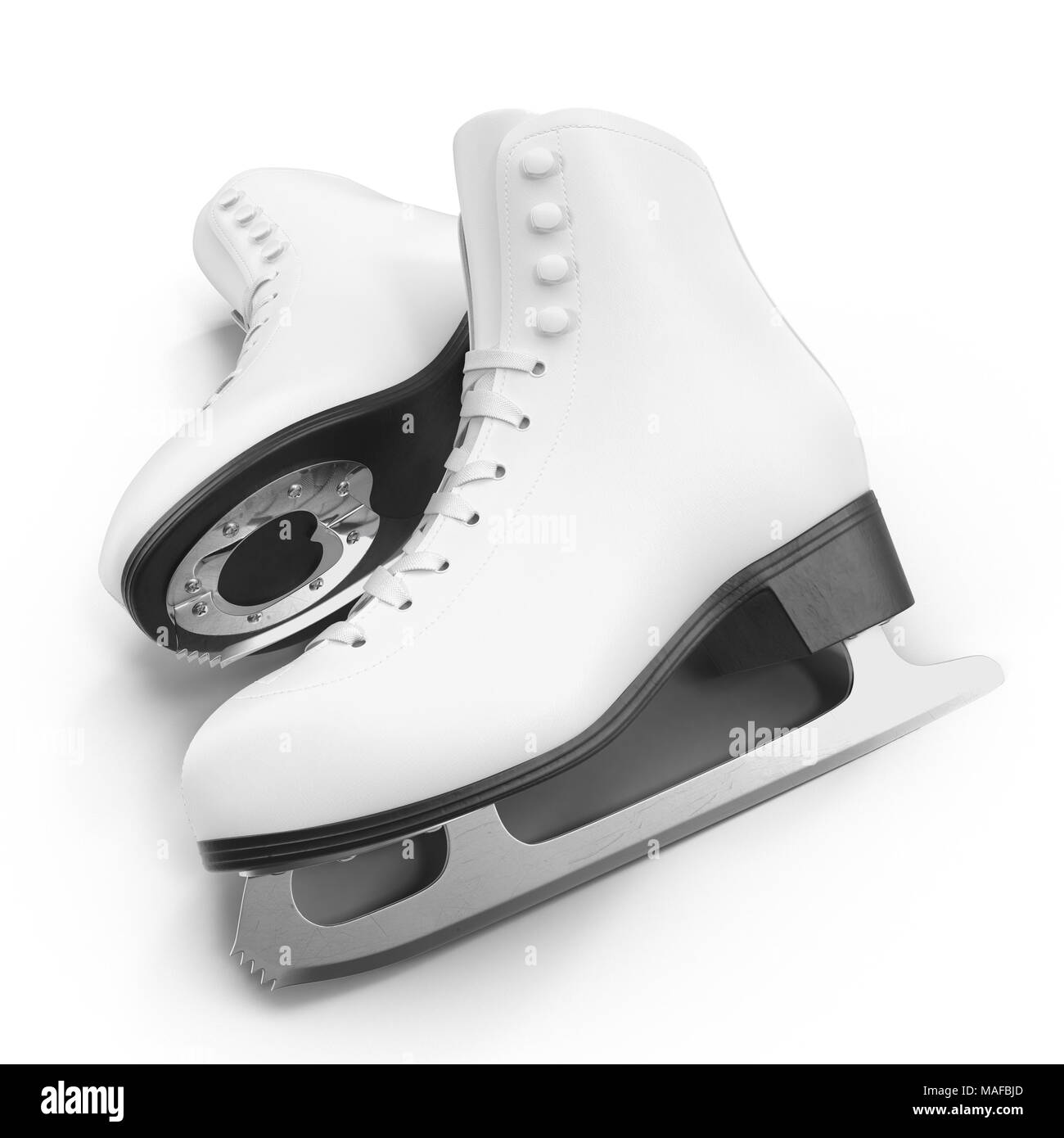 Figure skates blanc isolé sur blanc. 3D illustration, clipping path Banque D'Images Figure skates blanc isolé sur blanc. 3D illustration, clipping path Banque D'Images