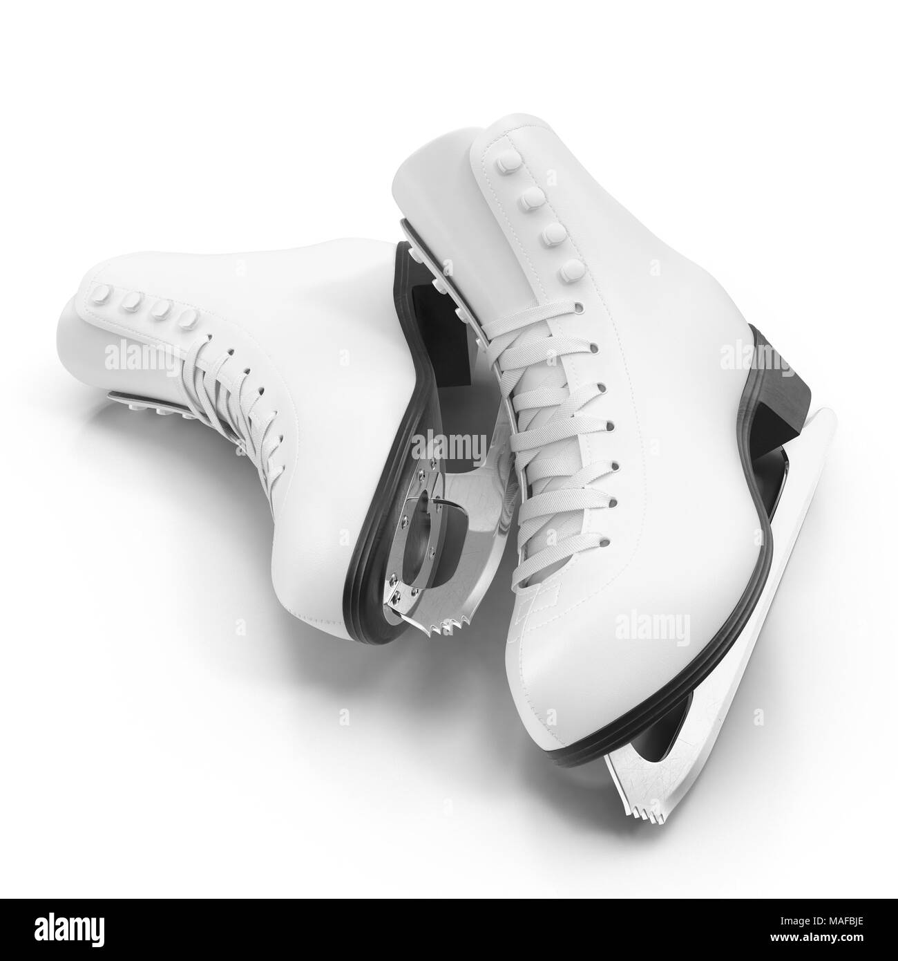 Figure skates blanc isolé sur blanc. 3D illustration, clipping path Banque D'Images Figure skates blanc isolé sur blanc. 3D illustration, clipping path Banque D'Images