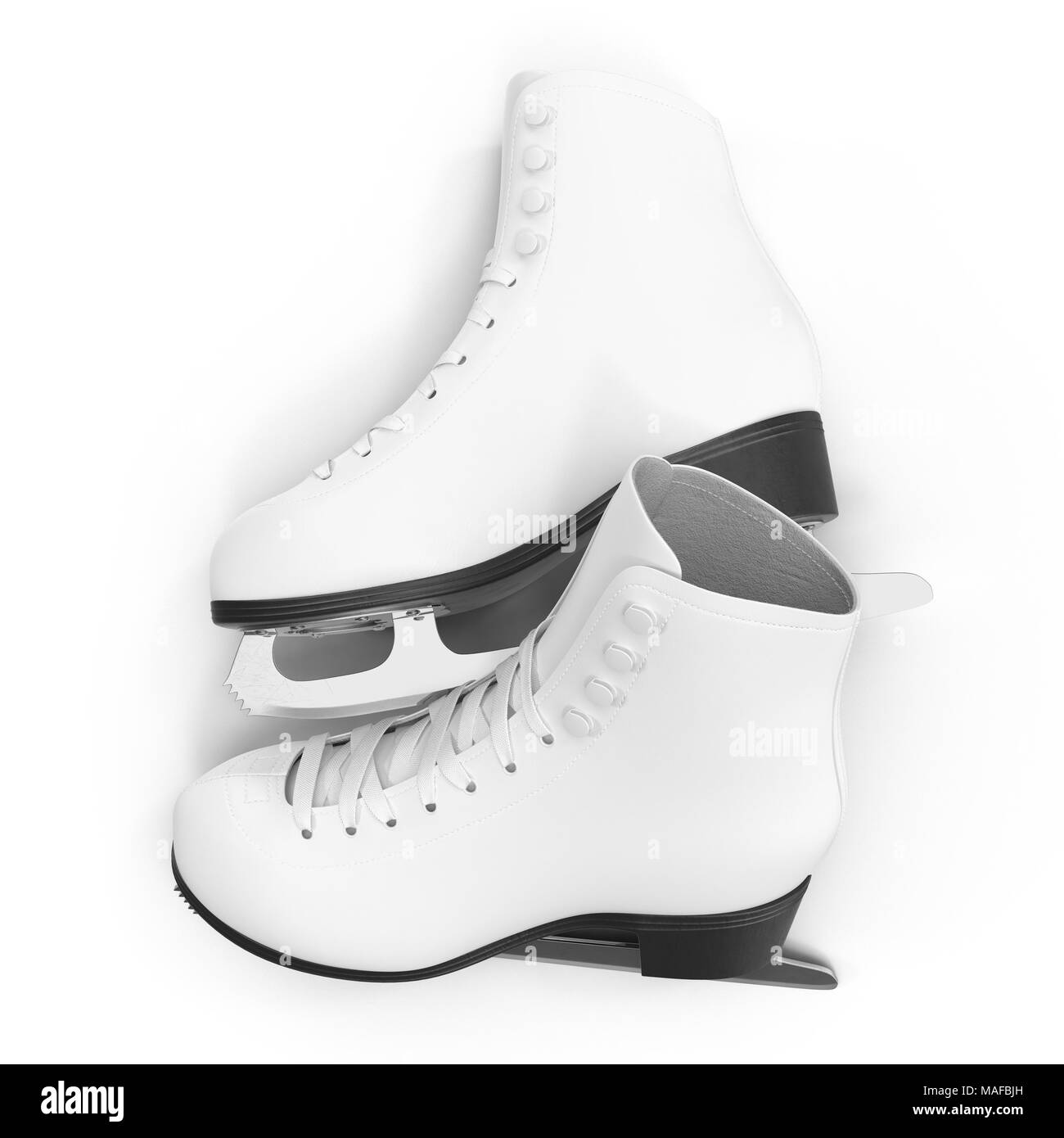 Figure skates blanc isolé sur blanc. 3D illustration, clipping path Banque D'Images Figure skates blanc isolé sur blanc. 3D illustration, clipping path Banque D'Images