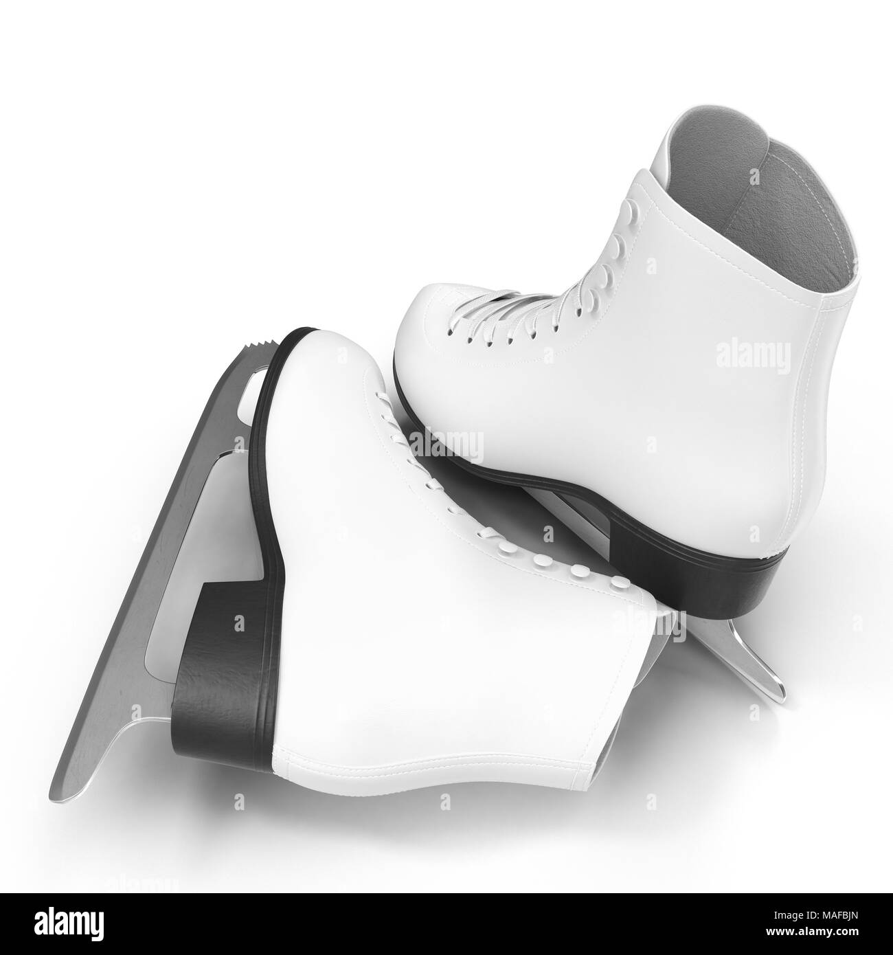 Figure skates blanc isolé sur blanc. 3D illustration, clipping path Banque D'Images Figure skates blanc isolé sur blanc. 3D illustration, clipping path Banque D'Images